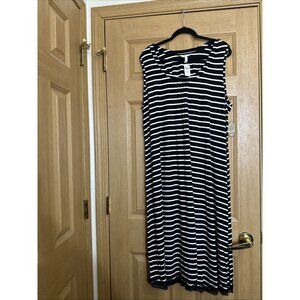 Soma Cool Nights Black Stripe Sleeveless Lounger Nightgown Women’s XXL NWT